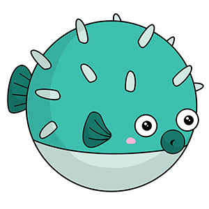 mini squish teal pufferfish 7 design